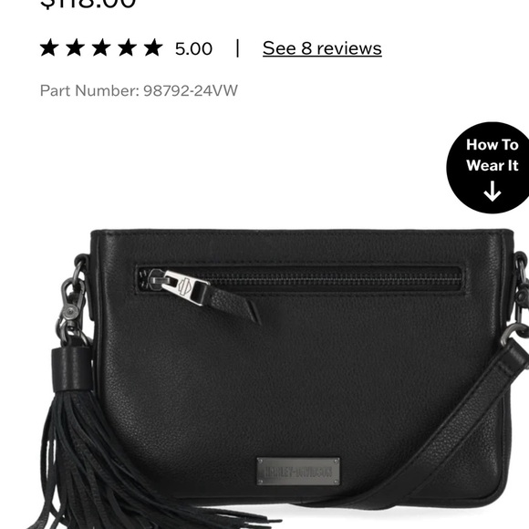Harley-Davidson Black Leather Hip Purse Crossbody Bag with Tassel - Picture 8 of 8